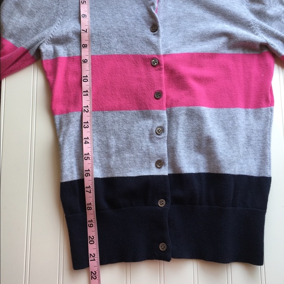 Color Block Stripe Navy, Pink, & Gray Cardigan - Picture 5 of 8
